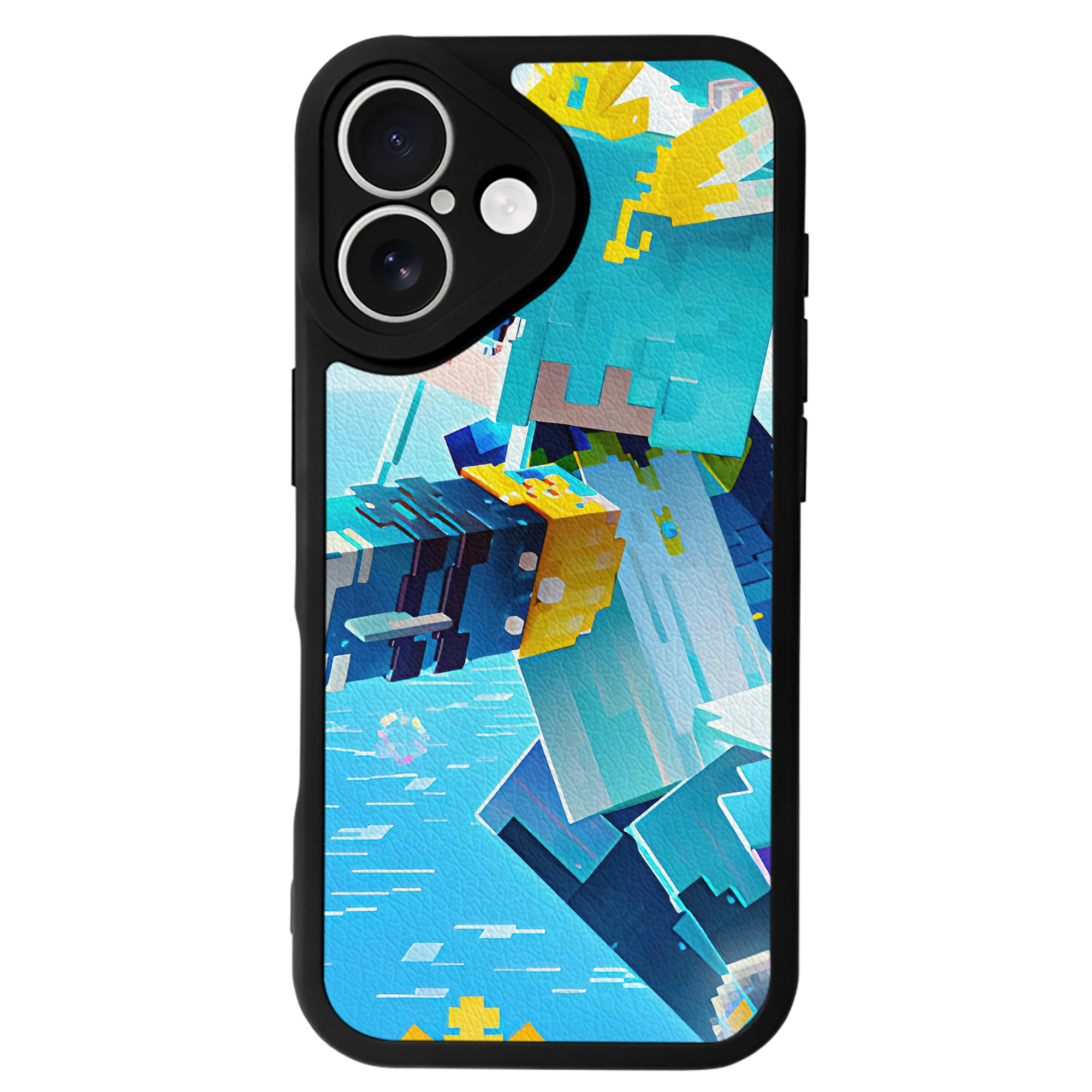 （画像用） マインクラフト ブロックの世界 Minecraft MC Block world 【iPhone 16シリーズ対応】シリコンスマホケース（レザー調） 材質：シリコン